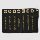 YOUTUBEチャンネルのソーシャルメディアのハンドル ゴルフタオル (横)