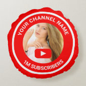 YouTubeチャンネルパーソナライズされたフォトユーバーギフト ラウンドクッション (裏面)