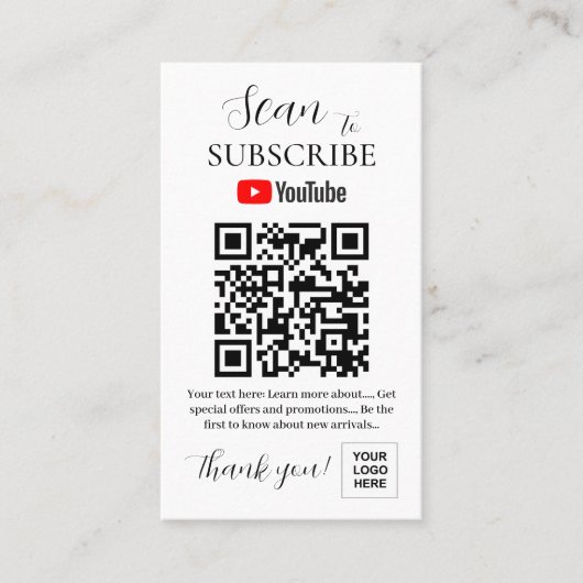 YouTubeチャンネル登録QRコード 名刺 (正面)