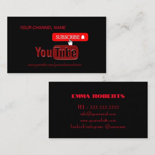 Youtubeチャンネル, Youtuber 名刺 (正面/裏面)