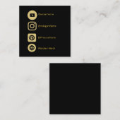 YOUTUBEチャンネルSNS金ゴールドブラックプロモーション スクエア名刺 (正面/裏面)