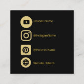 YOUTUBEチャンネルSNS金ゴールドブラックプロモーション スクエア名刺 (正面)