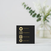 YOUTUBEチャンネルSNS金ゴールドブラックプロモーション スクエア名刺 (スタンド正面)