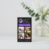 YouTubeパープルインフルエンサーVlogger作成者QRコード 名刺 (スタンド正面)