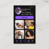 YouTubeパープルインフルエンサーVlogger作成者QRコード 名刺 (正面)