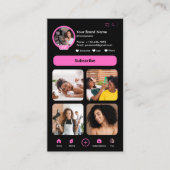YouTubeピンクインフルエンサーVlogger作成者QRコード 名刺 (正面)
