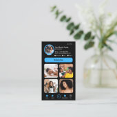 YouTubeブルーインフルエンサーVlogger作成者QRコード 名刺 (スタンド正面)