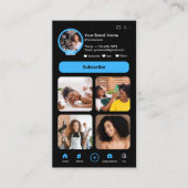YouTubeブルーインフルエンサーVlogger作成者QRコード 名刺 (正面)