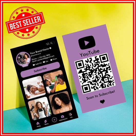 YouTubeライラックインフルエンサー・ブロガークリエイターQRコード 名刺