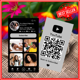 YouTube グレー インフルエンサー・ブロガー・クリエイターQRコード 名刺