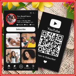 YouTube 黒色インフルエンサーブロガークリエイターQRコード 名刺