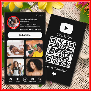 YouTube 黒色インフルエンサーブロガークリエイターQRコード 名刺