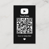 YouTube 黒色インフルエンサーブロガークリエイターQRコード 名刺 (裏面)