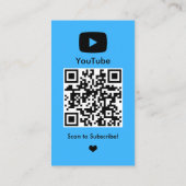 YouTube BlueインフルエンサーブロガークリエイターQRコード 名刺 (裏面)