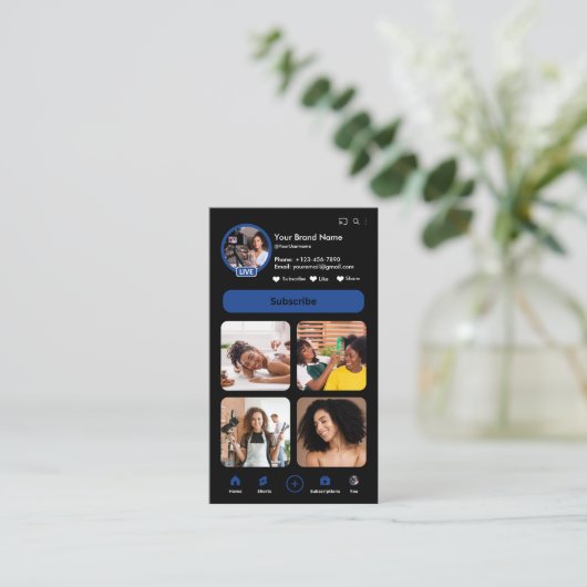 YouTube Navy Influencer Vlogger Creator QRコード 名刺 (スタンド正面)