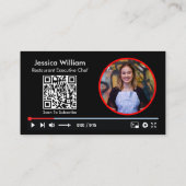 Youtube Vlogger Channel With QR Code Black 名刺 (裏面)