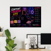 YouTuberのためのNeon Studio Workspaceウォールアート ポスター (ホームオフィス)