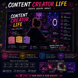 YouTuberのためのNeon Studio Workspaceウォールアート ポスター