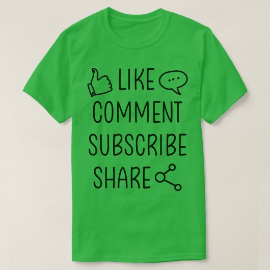 Youtuber Blogger Like comment subscribe共有 Tシャツ (デザイン正面)