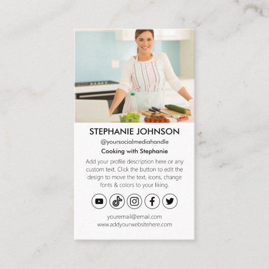 Youtuber Tiktok料理チャネルソーシャルメディアのアイコン 名刺 (正面)