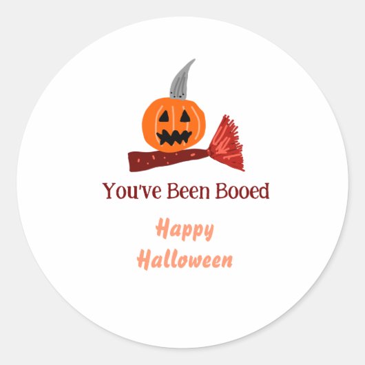 You've been Booed happy Halloween pumpink broom sc ラウンドシール (正面)