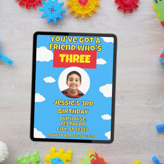 You've Got a Friend Who's 3, picture 3rd Birthday 招待状