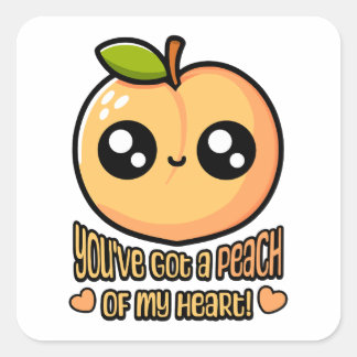 You've Got A Peach Of My Heart! Cute Peach Pun スクエアシール