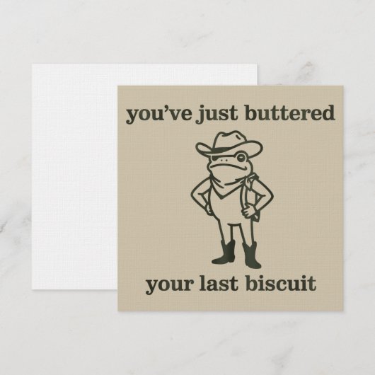 You've just Buttered Your Last Biscuit Cowboy Frog 招待状 (正面/裏面)