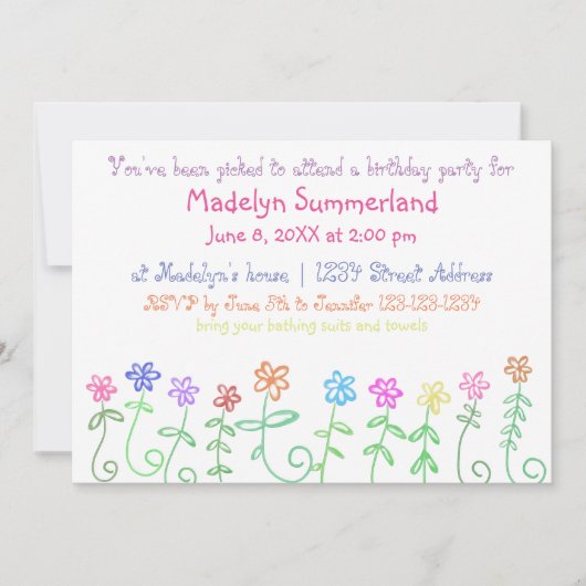 You've Picked - 5x7女の子の誕生日招待状 招待状 (正面)