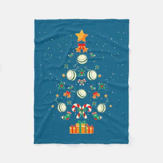 Yoyo Christmas Tree Xmas  フリースブランケット (正面)