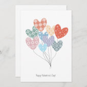 yplusy気球が付いているハッピーバレンタインデーカード! シーズンカード (正面/裏面)