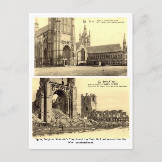 Ypres,ベルギー – WW1ボンバルポストカード ポストカード (正面)