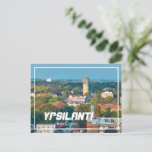 Ypsilanti Michigan Aerial City View Postcard
