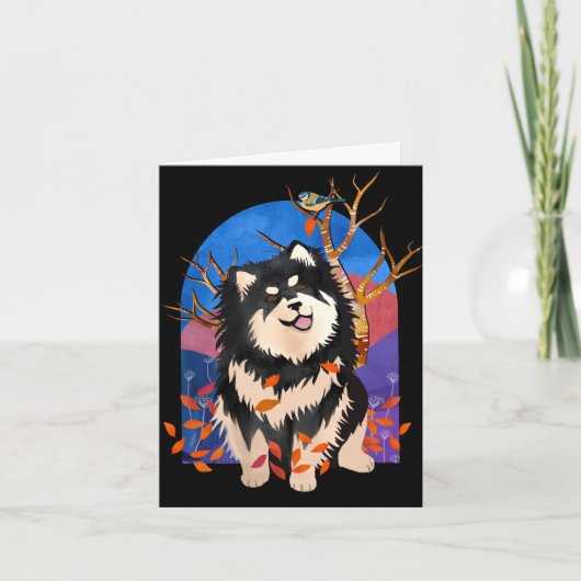 YRSA IN AUTUMN - Finnish Lapphund Art card シーズンカード (正面)