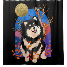 YRSE IN AUTUMN - Finnish Lapphundシャワーカーテン シャワーカーテン