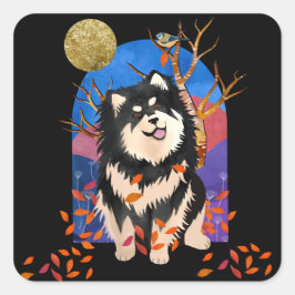YRSE IN AUTUMN - Finnish Lapphundスタンプ2 size スクエアシール
