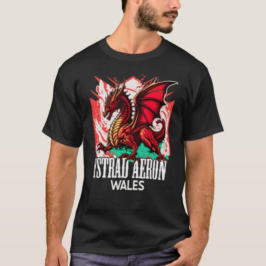 Ystrad Aeron Walesウェールズ国旗Yドレイグゴッドラゴン Tシャツ (正面)