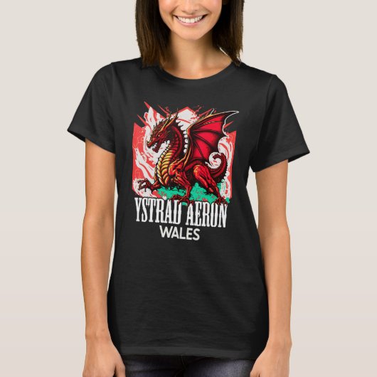Ystrad Aeron Walesウェールズ国旗Yドレイグゴッドラゴン Tシャツ (正面)