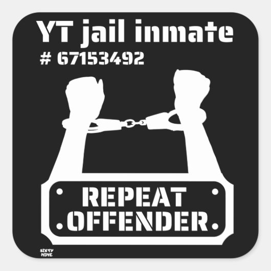 「YT JAIL INFIVE」刑務所おもしろい受刑者 スクエアシール (正面)