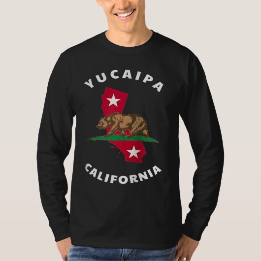 Yucaipa California CA Flag and Bear Badge Souvenir Tシャツ (正面)