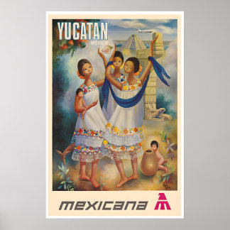 Yucatan Art Mexico Travel Poster Mexican Print ポスター