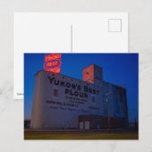 Yukon' Best Flour Mill Neon Sign At Dusk  シーズンポストカード (正面/裏面)