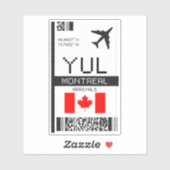 YULモントリオールボーディングパス – カナダ旅行 シール (シート)