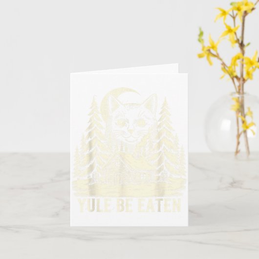 Yule Be Eaten Icelandic Cat Christmas Folklore Jól カード (黄色い花)