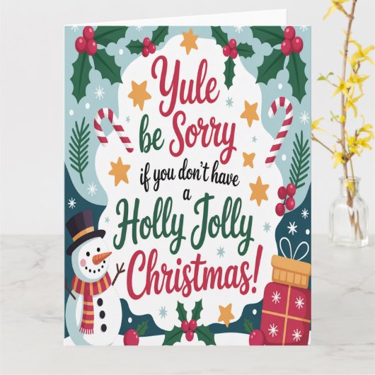 Yule Be Sorry Christmas カード (黄色い花)