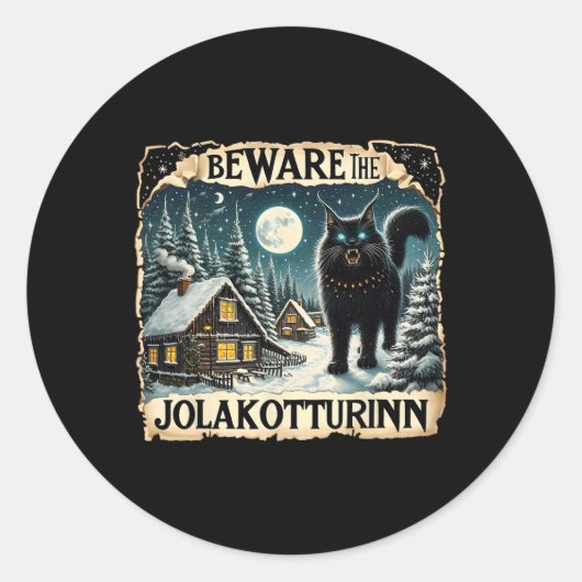 Yule Cat Icelandic Christmas Norse Beware The Jola ラウンドシール (正面)