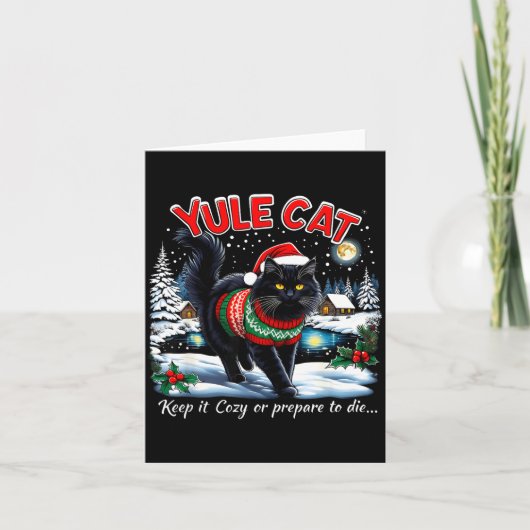 Yule Cat Keep It Cozy Funny Christmas Quote  カード (正面)