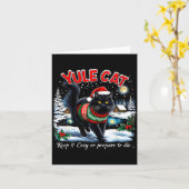 Yule Cat Keep It Cozy Funny Christmas Quote  カード (黄色い花)