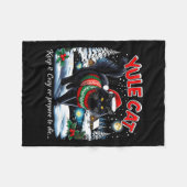 Yule Cat Keep It Cozy Funny Christmas Quote  フリースブランケット (正面(横))