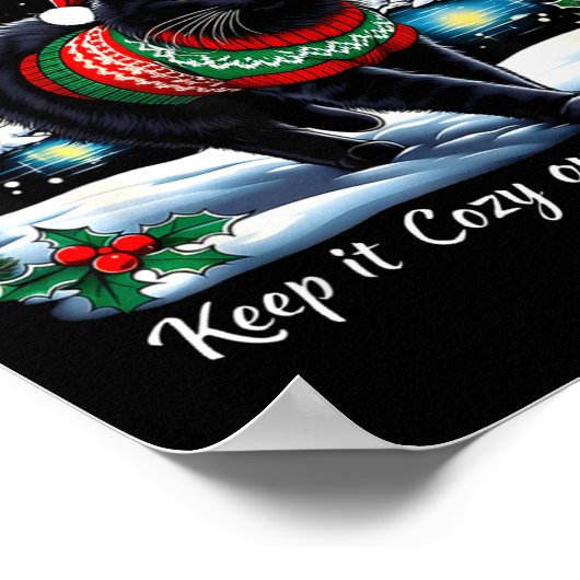 Yule Cat Keep It Cozy Funny Christmas Quote  ポスター (角)